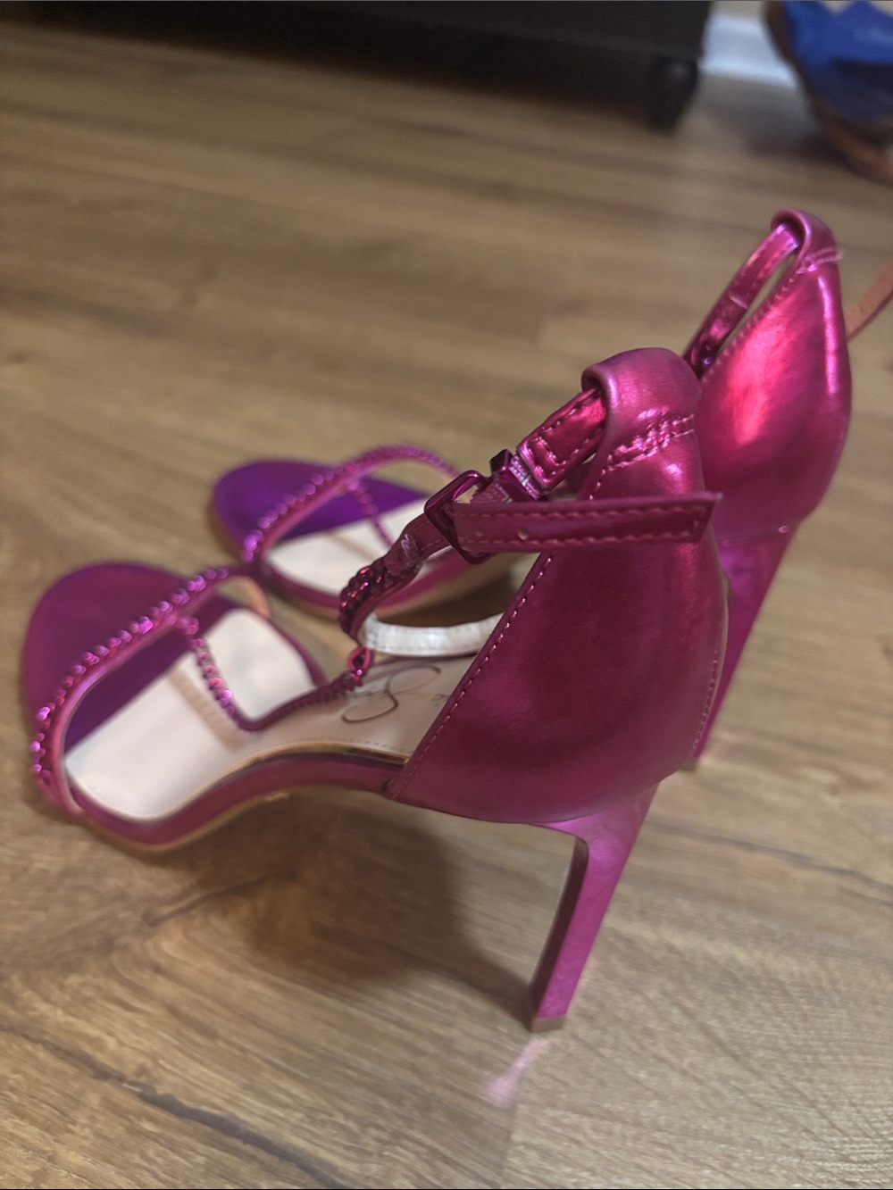 Jessica Simpson Metallic Fuchsia Strappy Stiletto Sandals - Picture 5 of 5